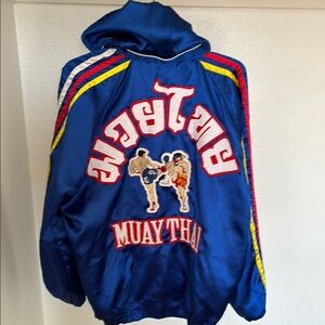 Muay Thai Jacket hoodie Embroidered vintage Twins Special satin kickboxing